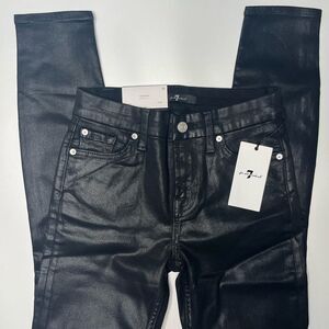 New 7 For All Mankind Shiny Black Super Skinny Jeans